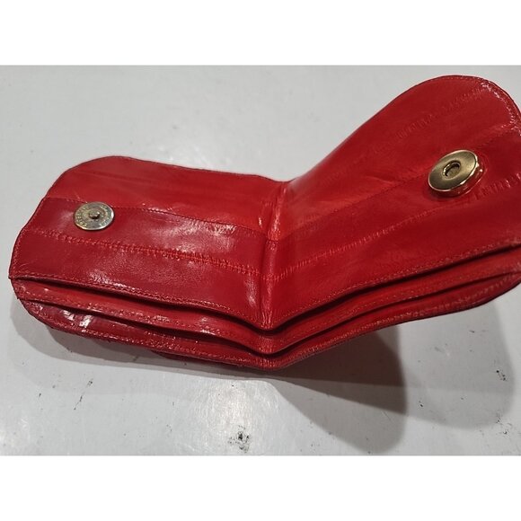 Eel Skin Small Wallet Coin Purse Vintage 1980s Red - Picture 5 of 5